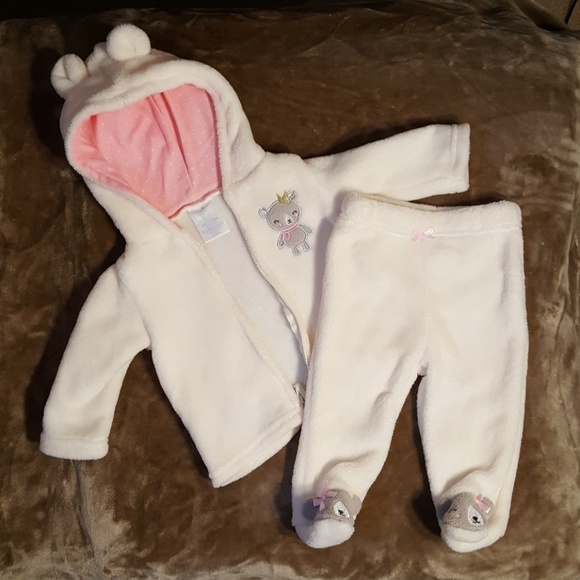 Small Wonders Infant Girls 3 pc Fleece Set w// Hood Hoodie NWT 3-6m,6-9 months